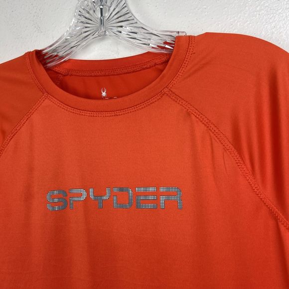 Spyder Shirt Youth Large Orange Short Sleeve Dri-Fit Surf Sun Activewear Tee - Picture 4 of 10